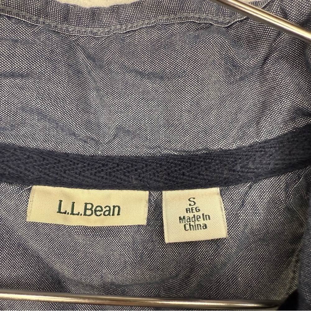 L.L.Bean Striped Quarter Button Pullover Size Small White with Navy Stripes GUC - Picture 4 of 7